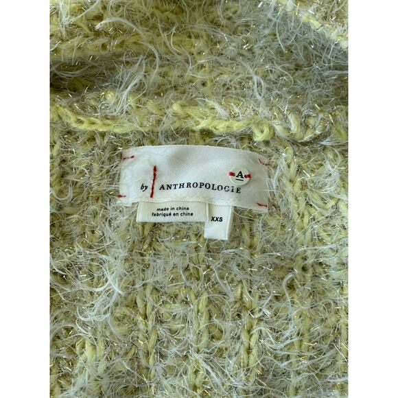 ANTHROPOLOGIE Larkin Shimmer Yellow Cardigan Size XXS - Picture 9 of 10